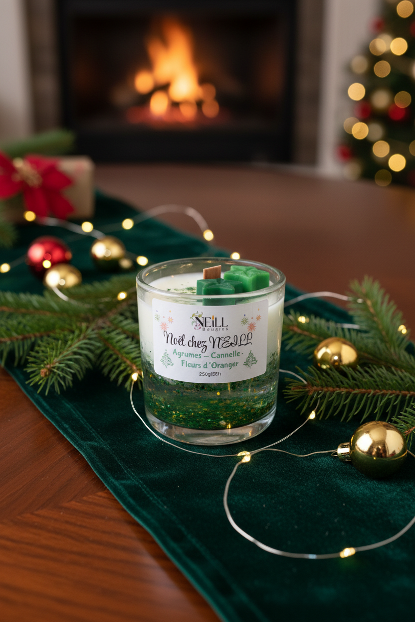 Bougie Parfumée de Noel: Agrumes~ Cannelle~ Fleur d’Oranger