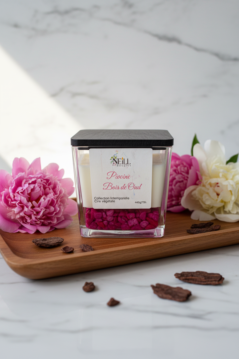 Bougie Parfumée à la Pivoine et Bois de Oud- 440g